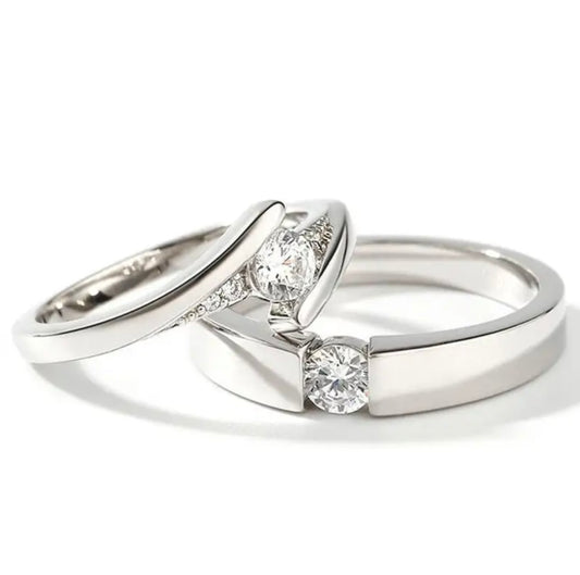Natural Diamond matching rings for His & Her Couples set