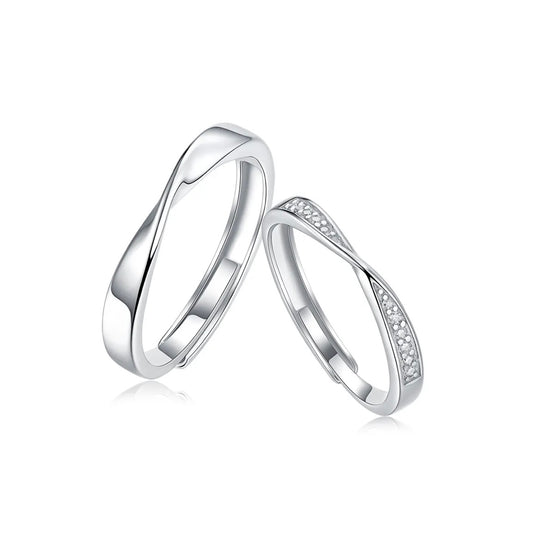 Wedding band set in Moebius  Diamonds for His & Her Couple