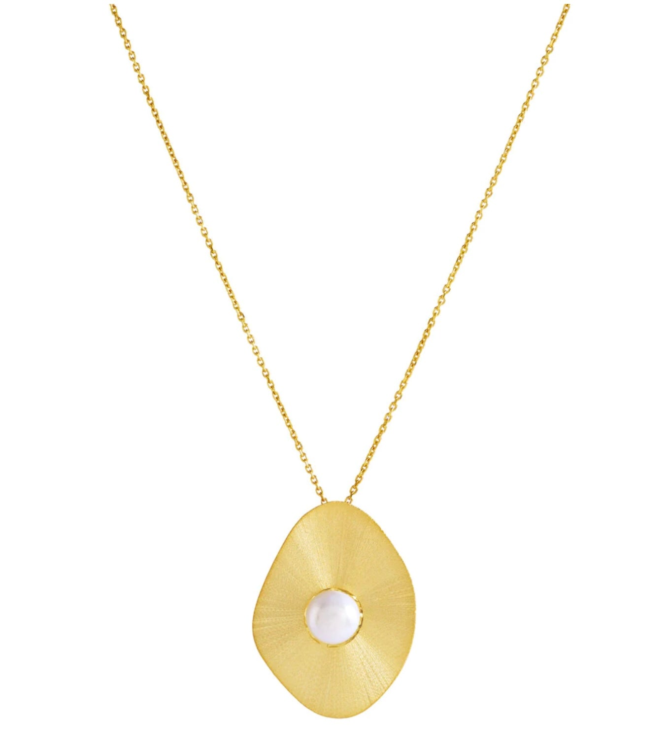 Pearl And Plate Necklace Gold