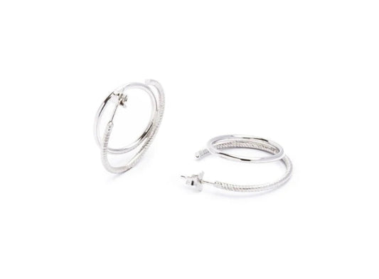 Double Hoop Earrings Silver