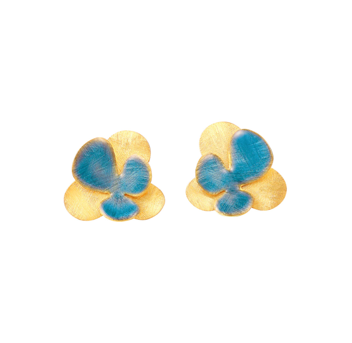 Flower Earrings Gold & Blue