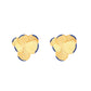 Flower Earrings Gold & Edging Blue