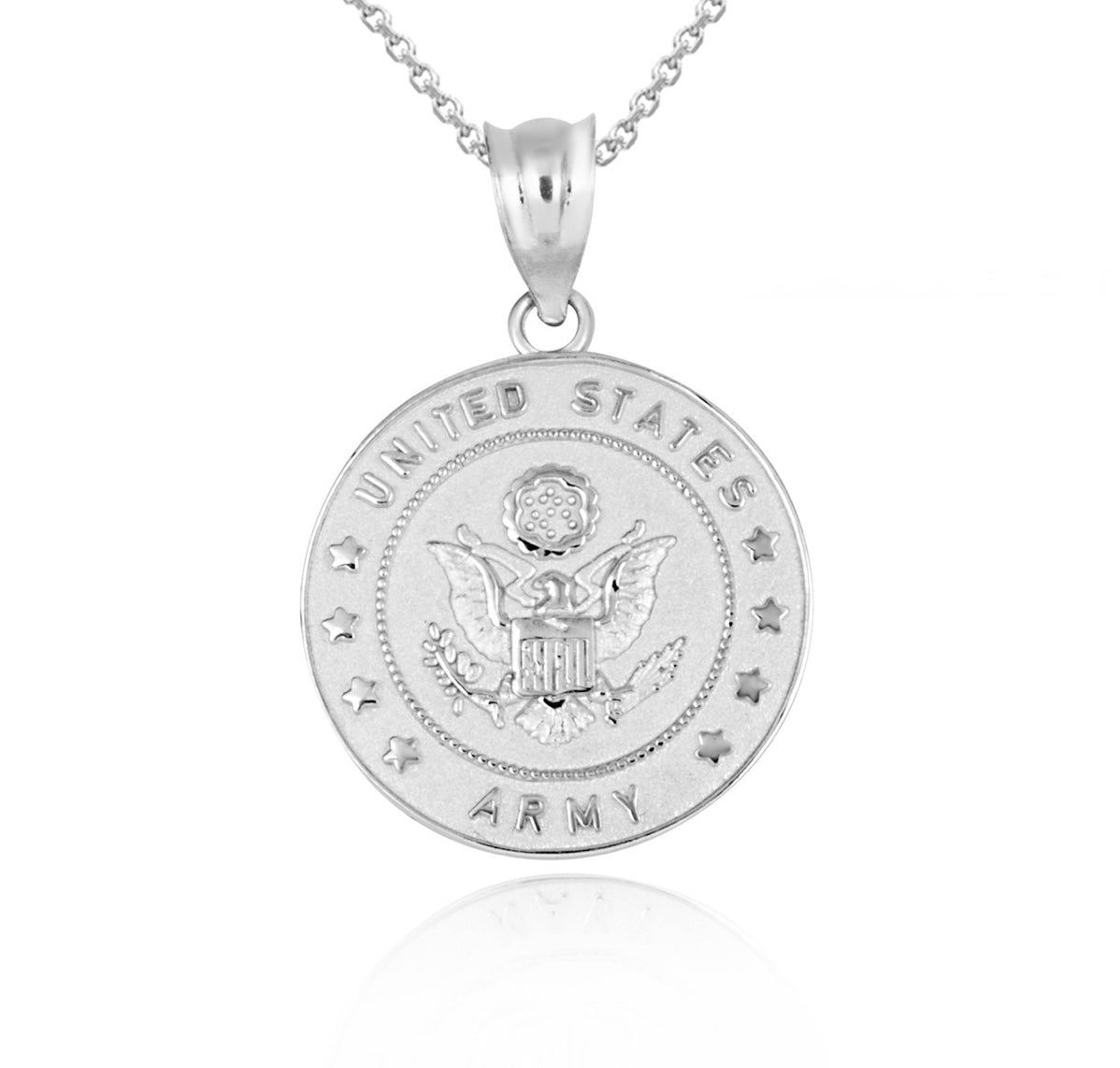 925 Sterling Silver United States Army Officially Licensed Eagle Emblem Medallion Pendant Necklace