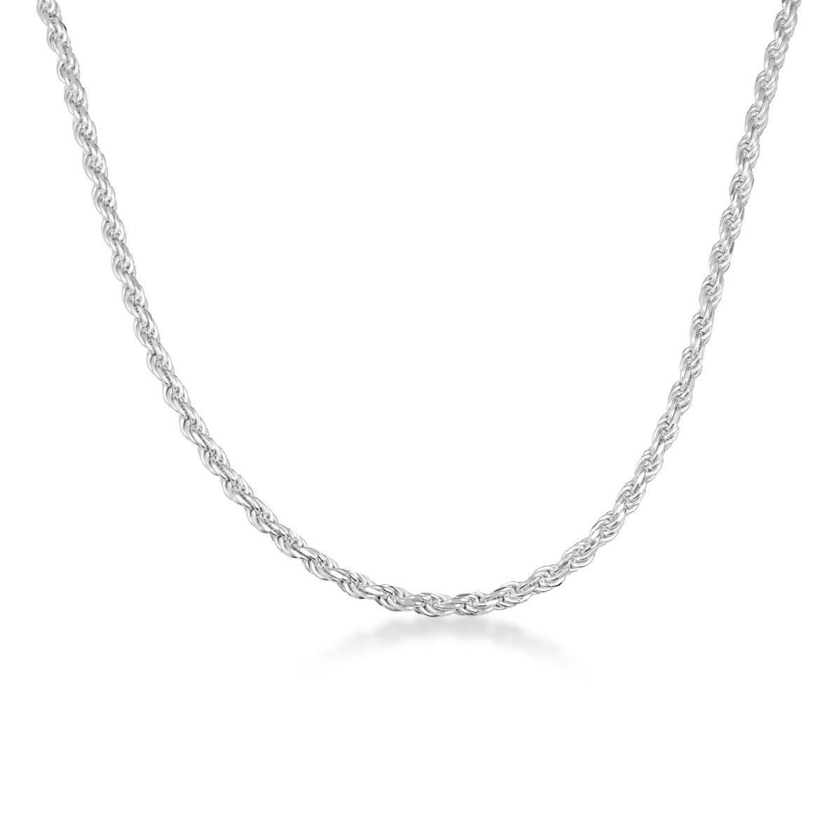 925 Sterling Silver Diamond Cut Rope Twisted Chain Link Necklace 3mm