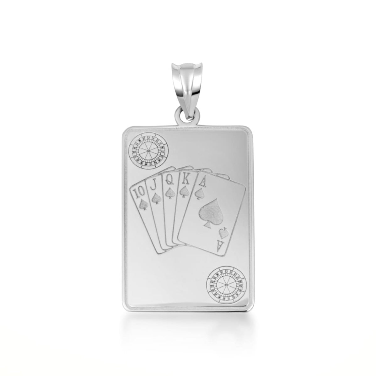 925 Sterling Silver Royal Flush Poker Playing Cards Pendant Necklace