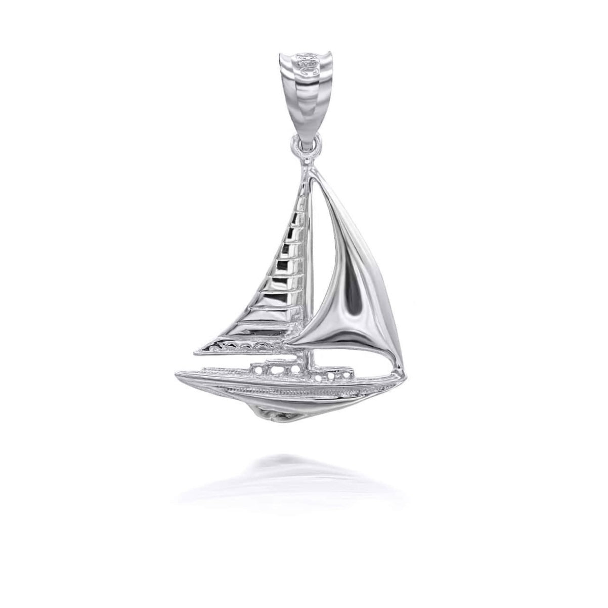 Silver Maritime Sail Boat Nautical Pendant Necklace