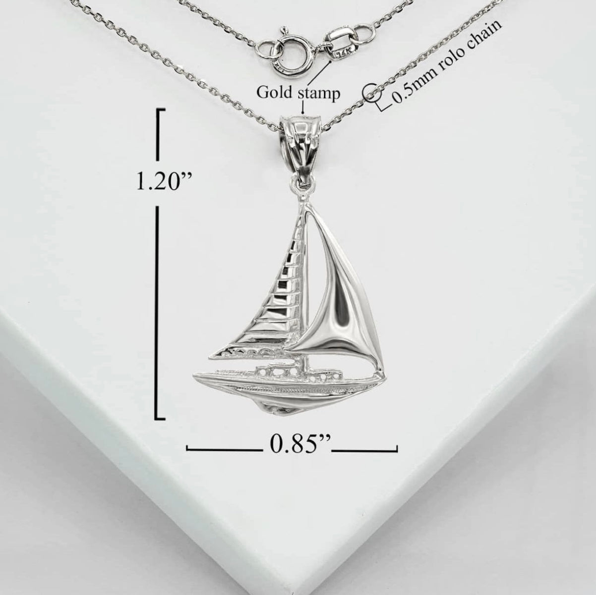 Silver Maritime Sail Boat Nautical Pendant Necklace