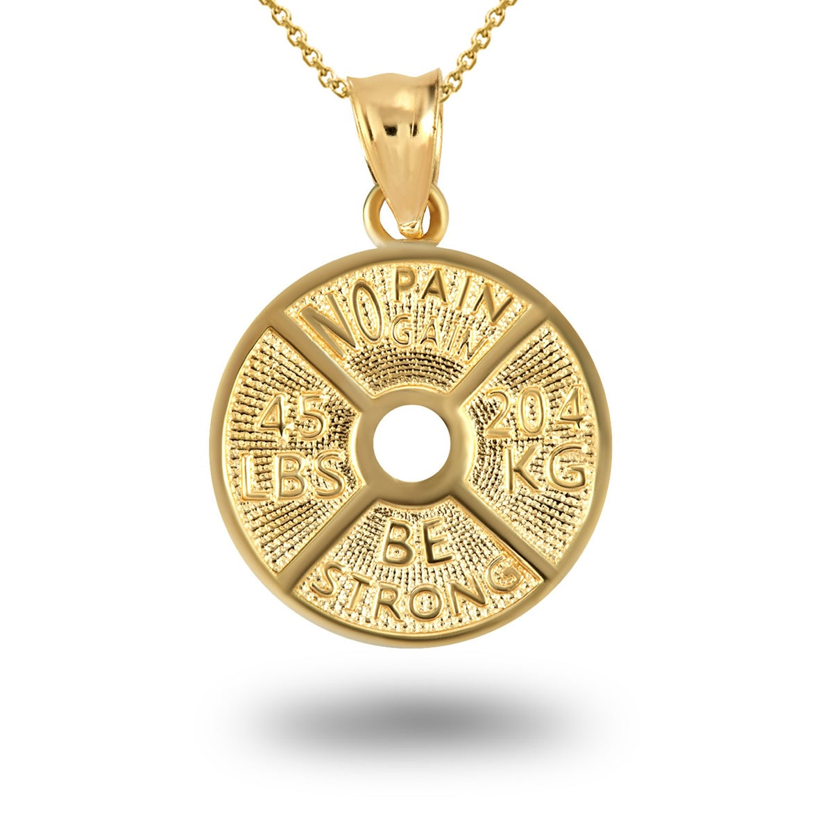 Gold Dumbbell Weight Plate Fitness Gym Pendant Necklace