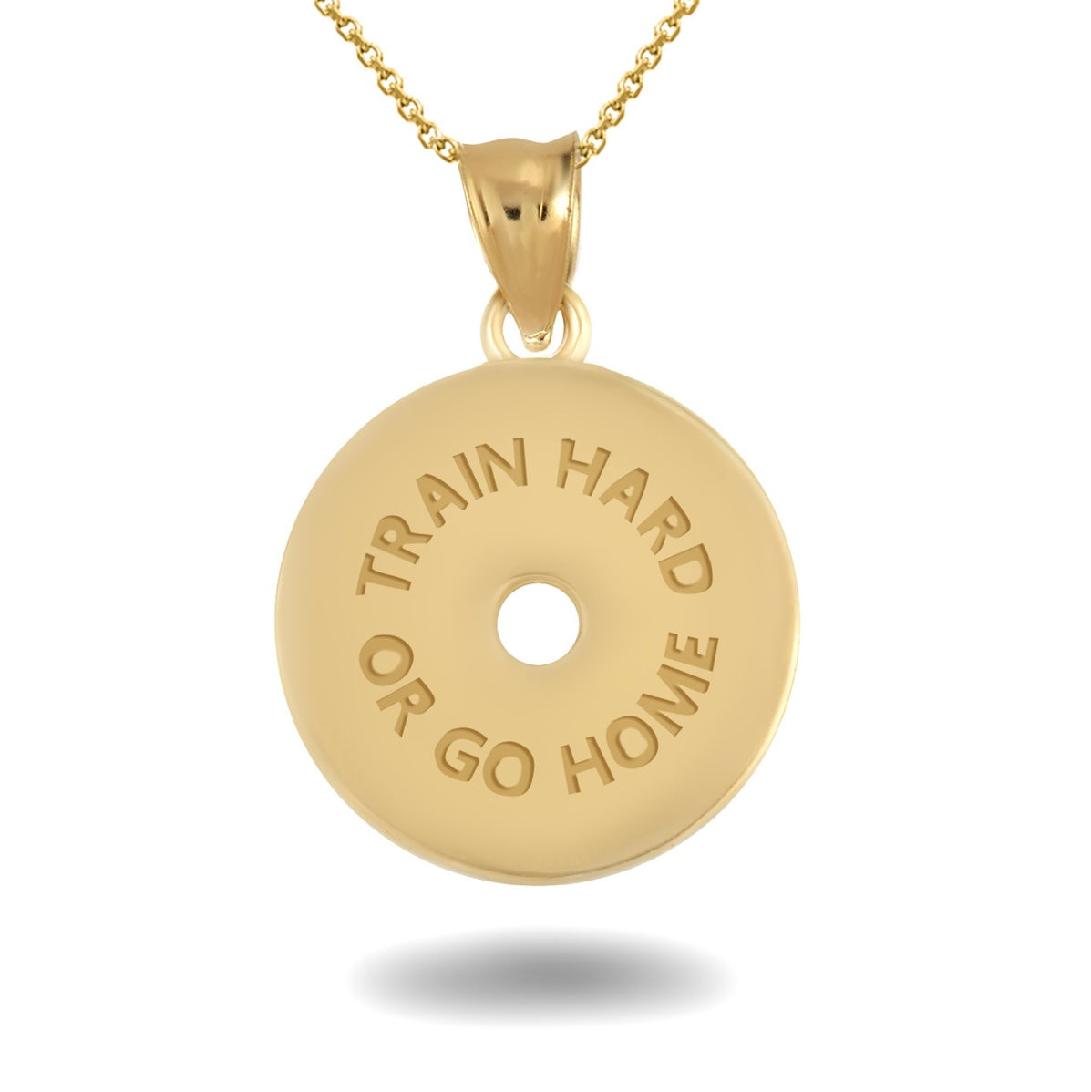 Gold Dumbbell Weight Plate Fitness Gym Pendant Necklace