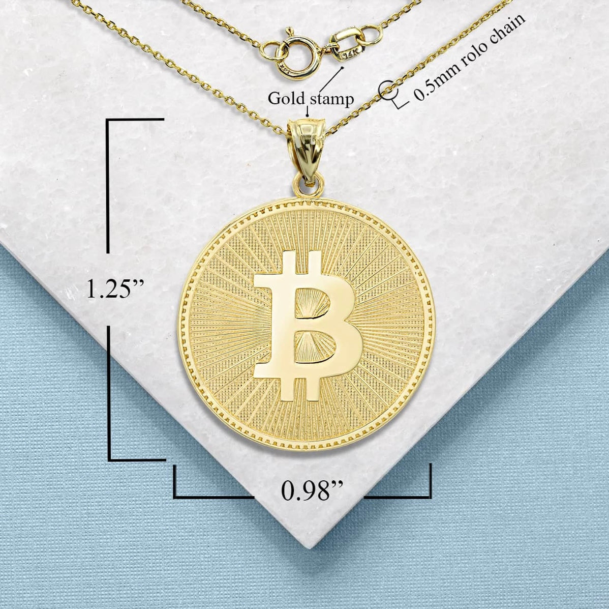 Gold Bitcoin Medallion Pendant Necklace