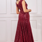 sequin slit long dress