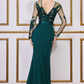 see-through sleeve long dress