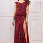 sequin slit long dress