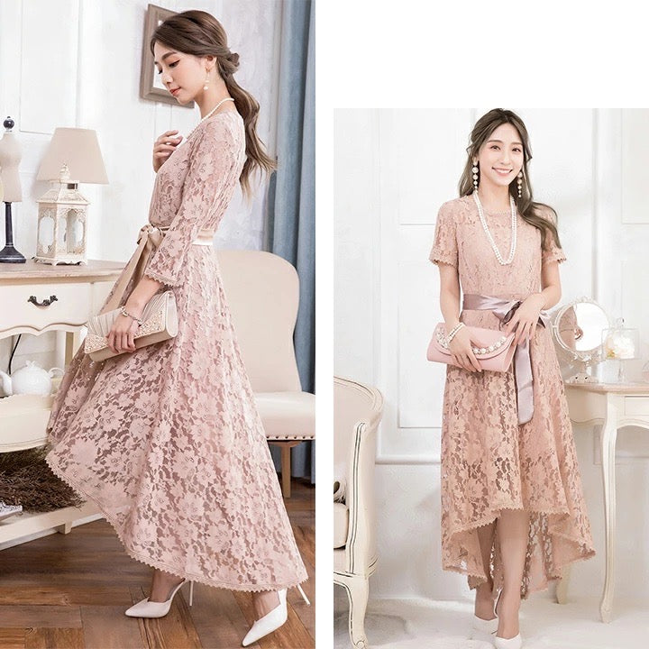 Short-sleeve/seven-sleeve lace dress
