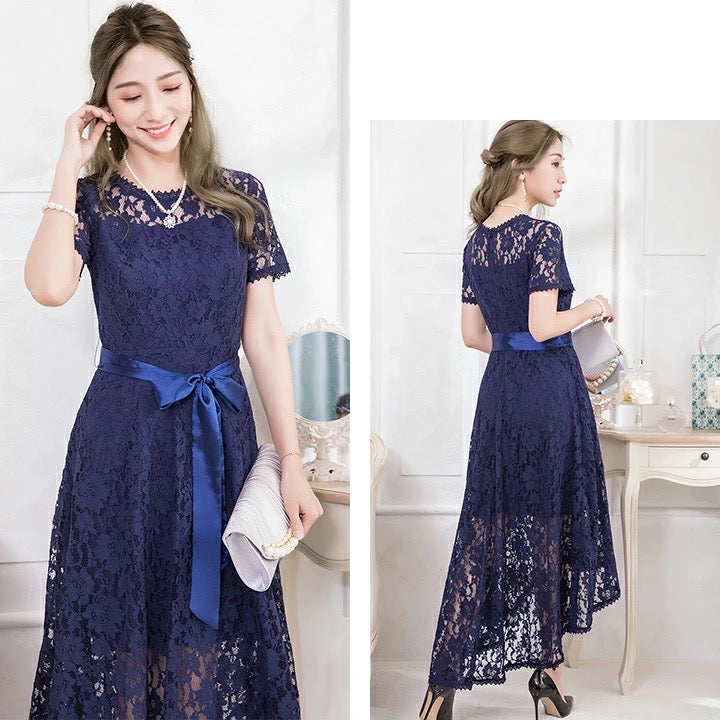 Short-sleeve/seven-sleeve lace dress