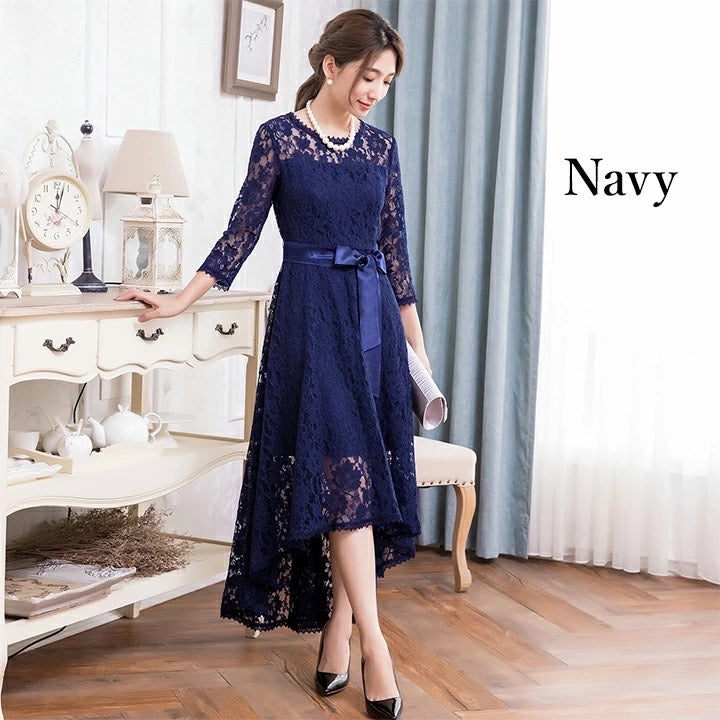 Short-sleeve/seven-sleeve lace dress
