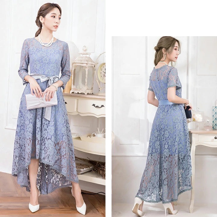 Short-sleeve/seven-sleeve lace dress