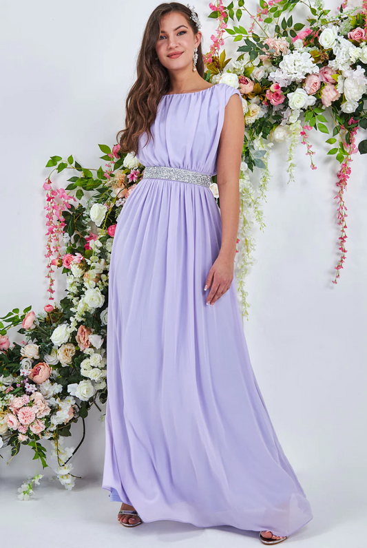 chiffon flare long dress