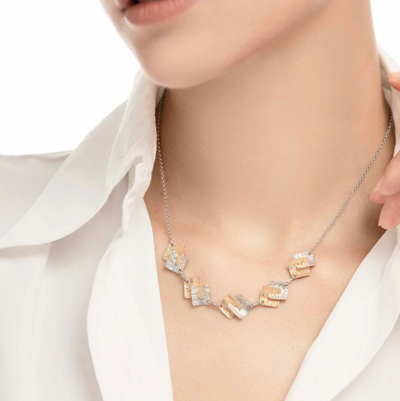Square Plates Necklace Baicolor