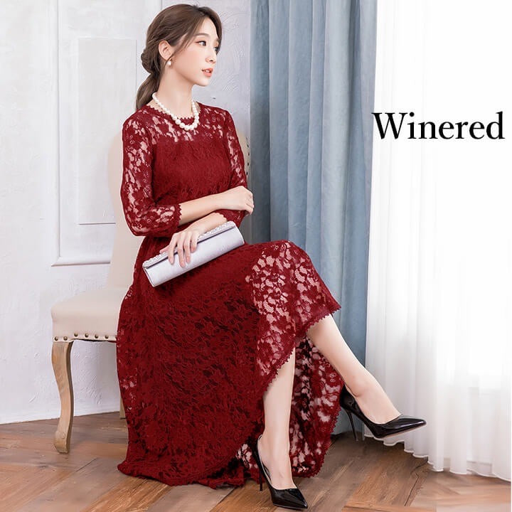 Short-sleeve/seven-sleeve lace dress