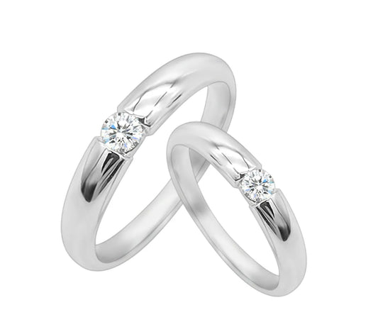 Elegant Diamond rings in White Gold Wedding band set