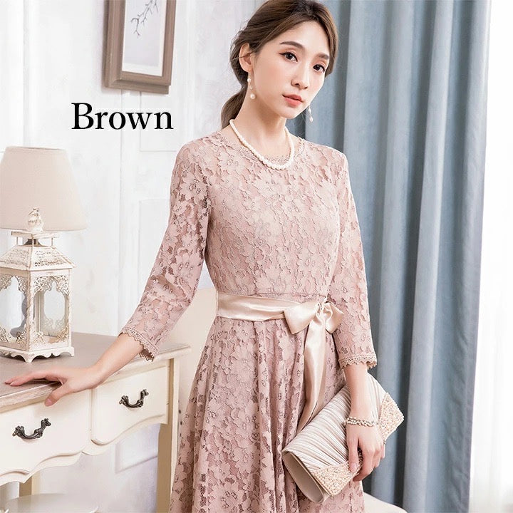 Short-sleeve/seven-sleeve lace dress