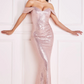 Pink off-the-shoulder sequin long dress