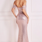 Pink off-the-shoulder sequin long dress