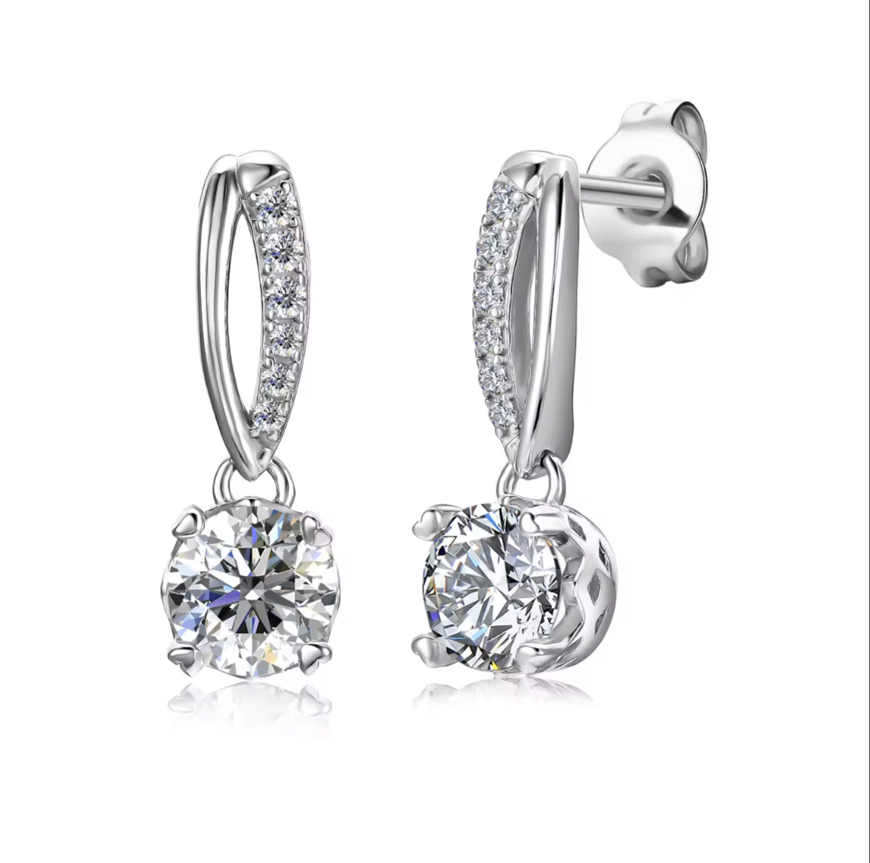 Moissanite earrings in a variety of colors