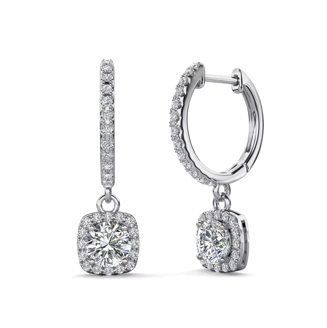 Moissanite square earrings in a variety of colors