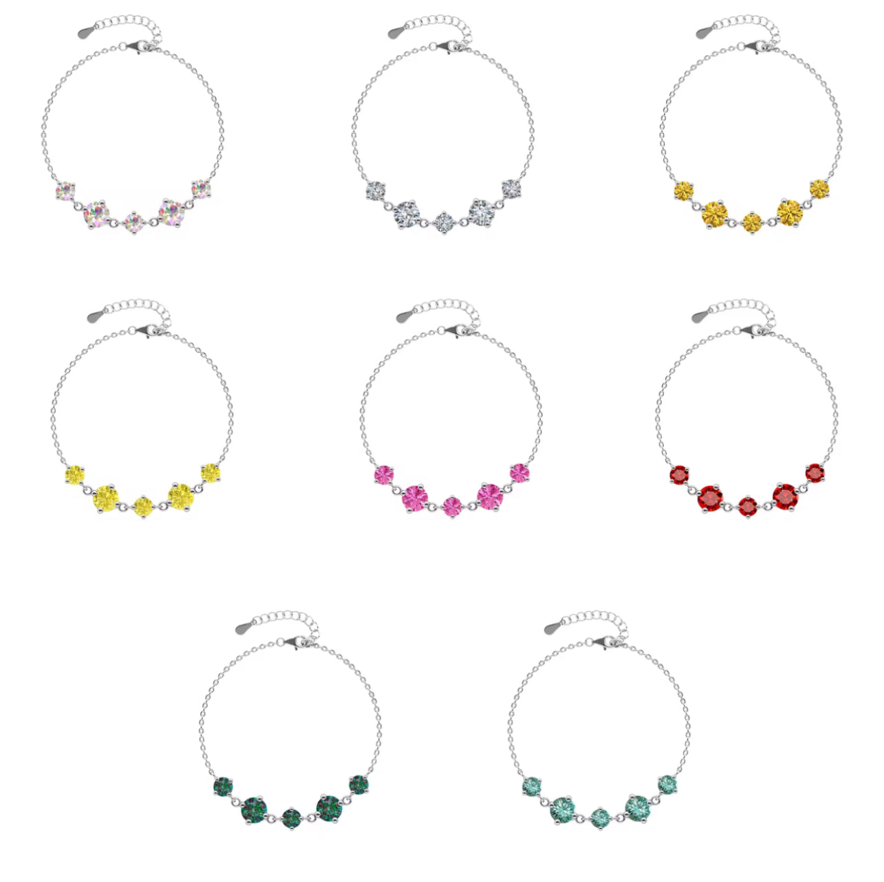 5-row stone bracelet in your choice of colors