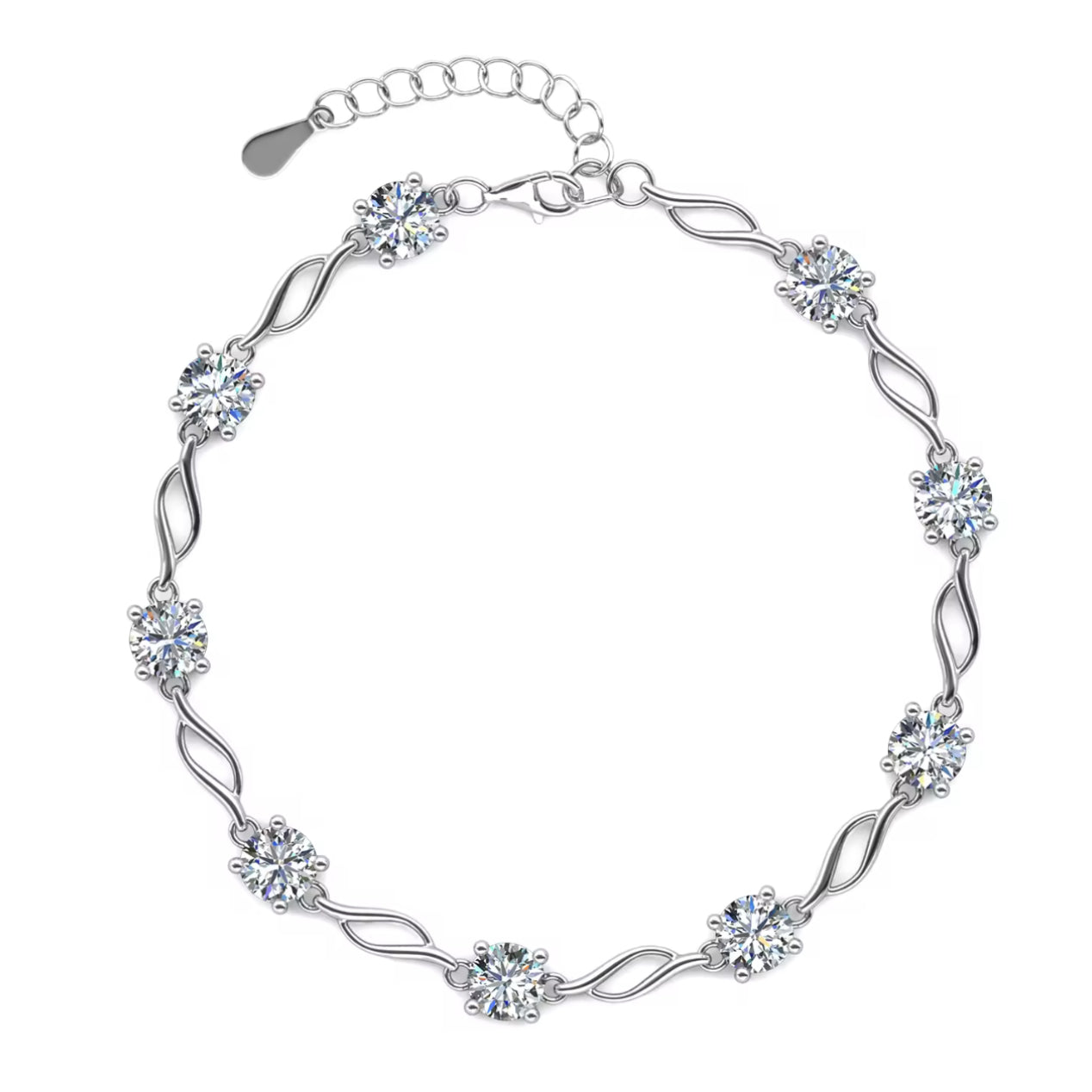 Moissanite Chain Bracelet in Choice of Colors