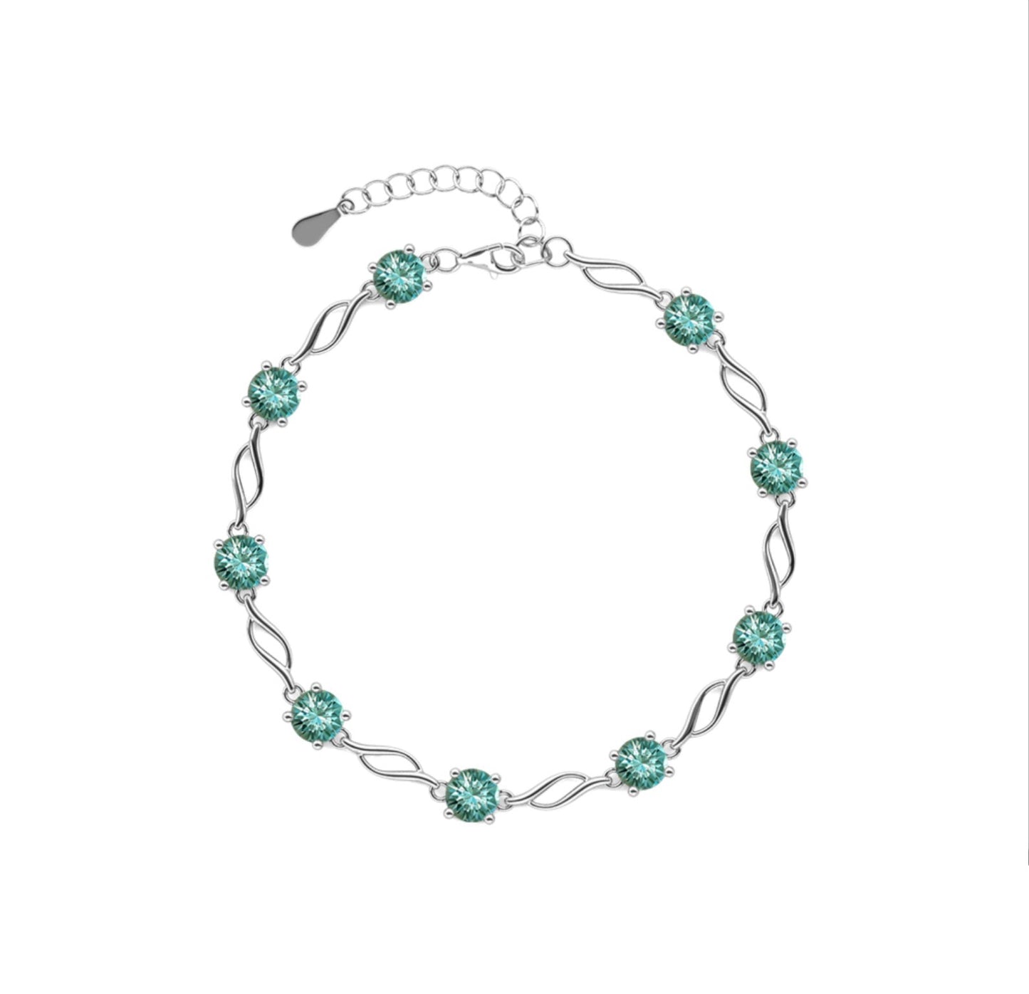 Moissanite Chain Bracelet in Choice of Colors