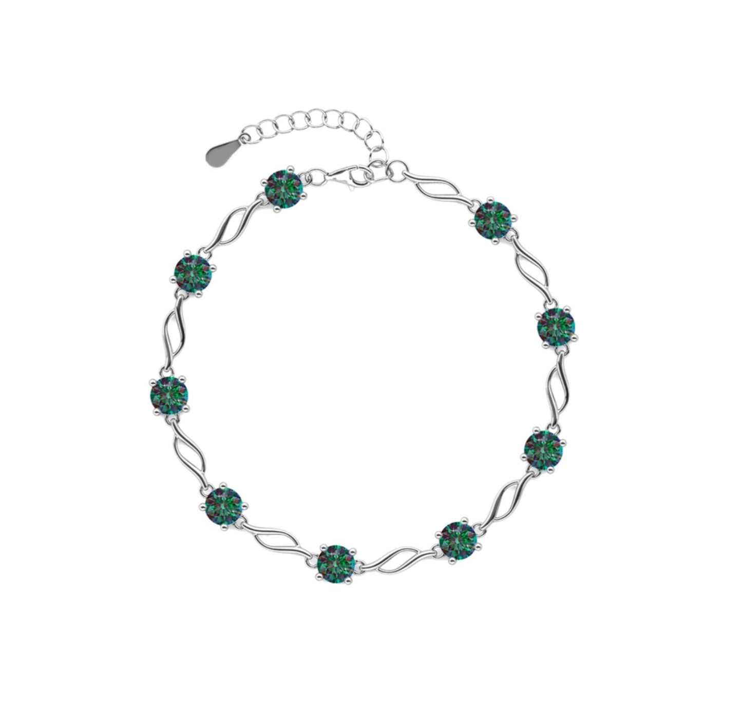 Moissanite Chain Bracelet in Choice of Colors