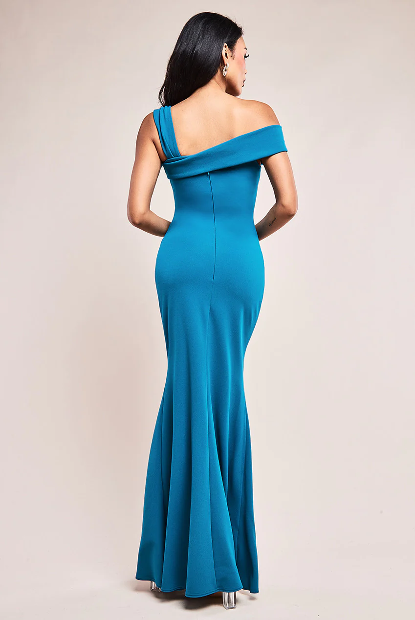 Light blue off-the-shoulder long dress