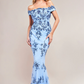 Sequined off-the-shoulder long dress