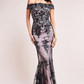 Sequined off-the-shoulder long dress