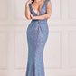 Front twisted sequin long dress