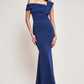 Navy off-the-shoulder long dress