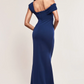 Navy off-the-shoulder long dress