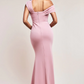 Pink off-the-shoulder long dress