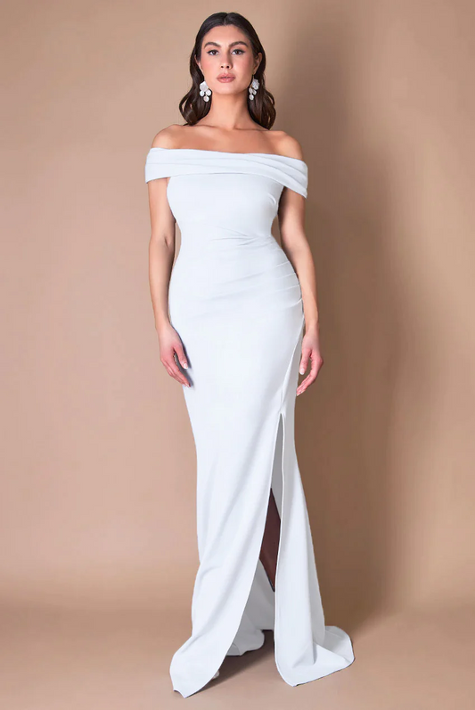 White off-the-shoulder long dress