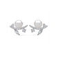 Leaf motif pearl earrings