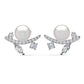 Leaf motif pearl earrings