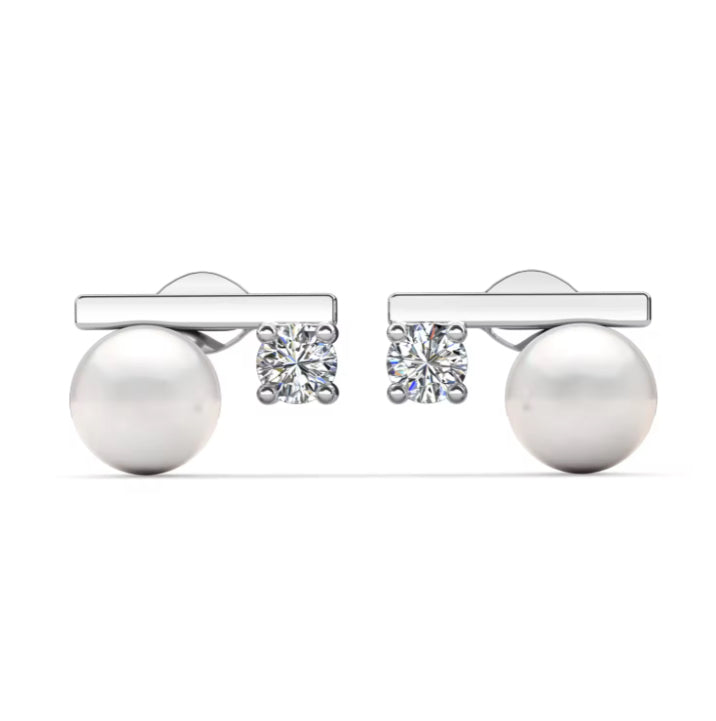 Moissanite and pearl earrings