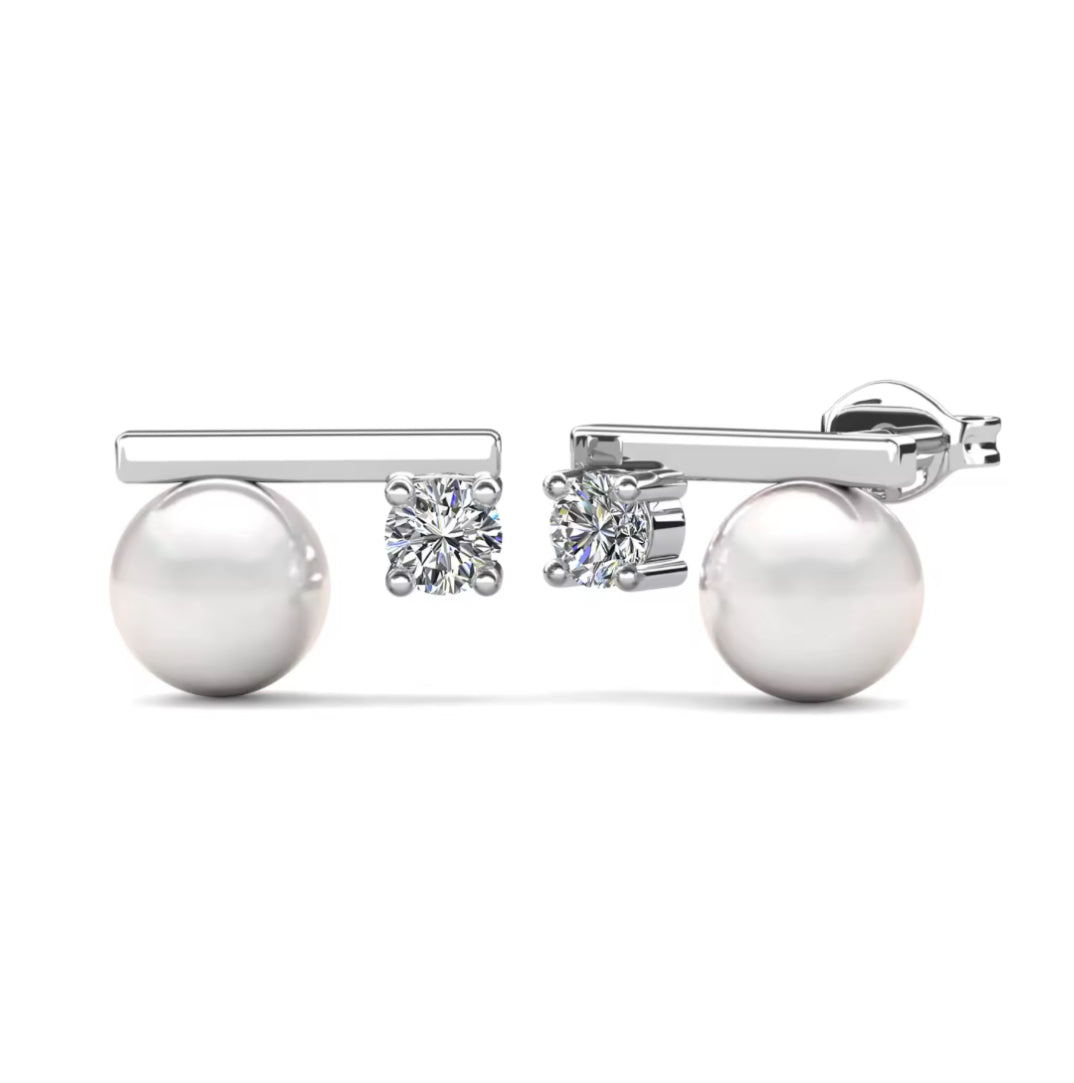 Moissanite and pearl earrings