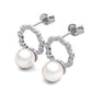 Circle motif pearl earrings