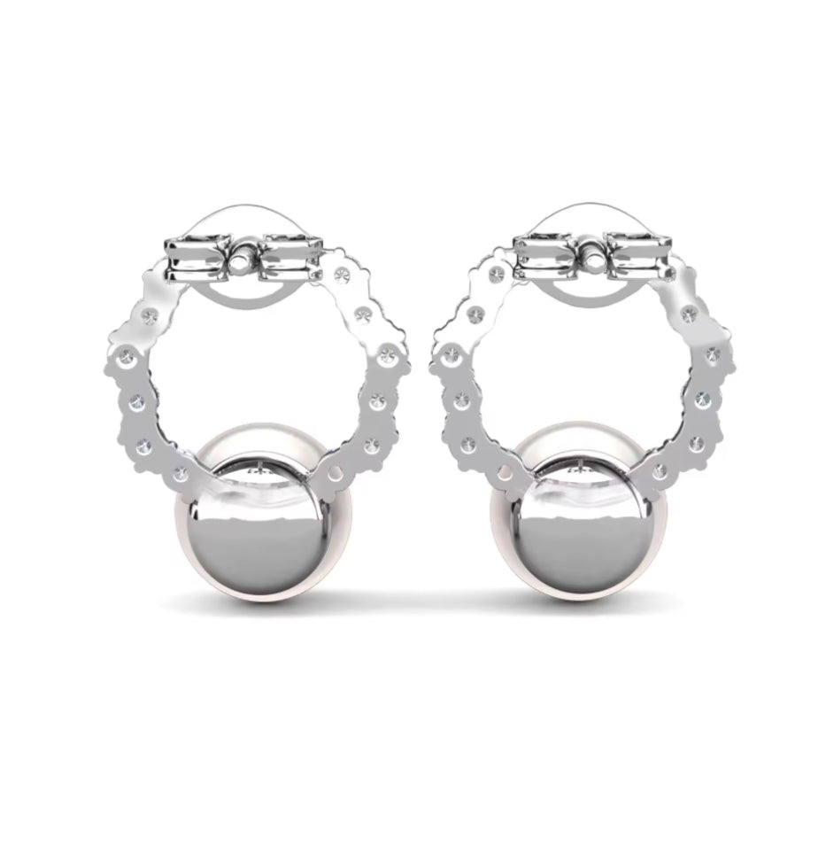 Circle motif pearl earrings