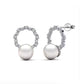 Circle motif pearl earrings