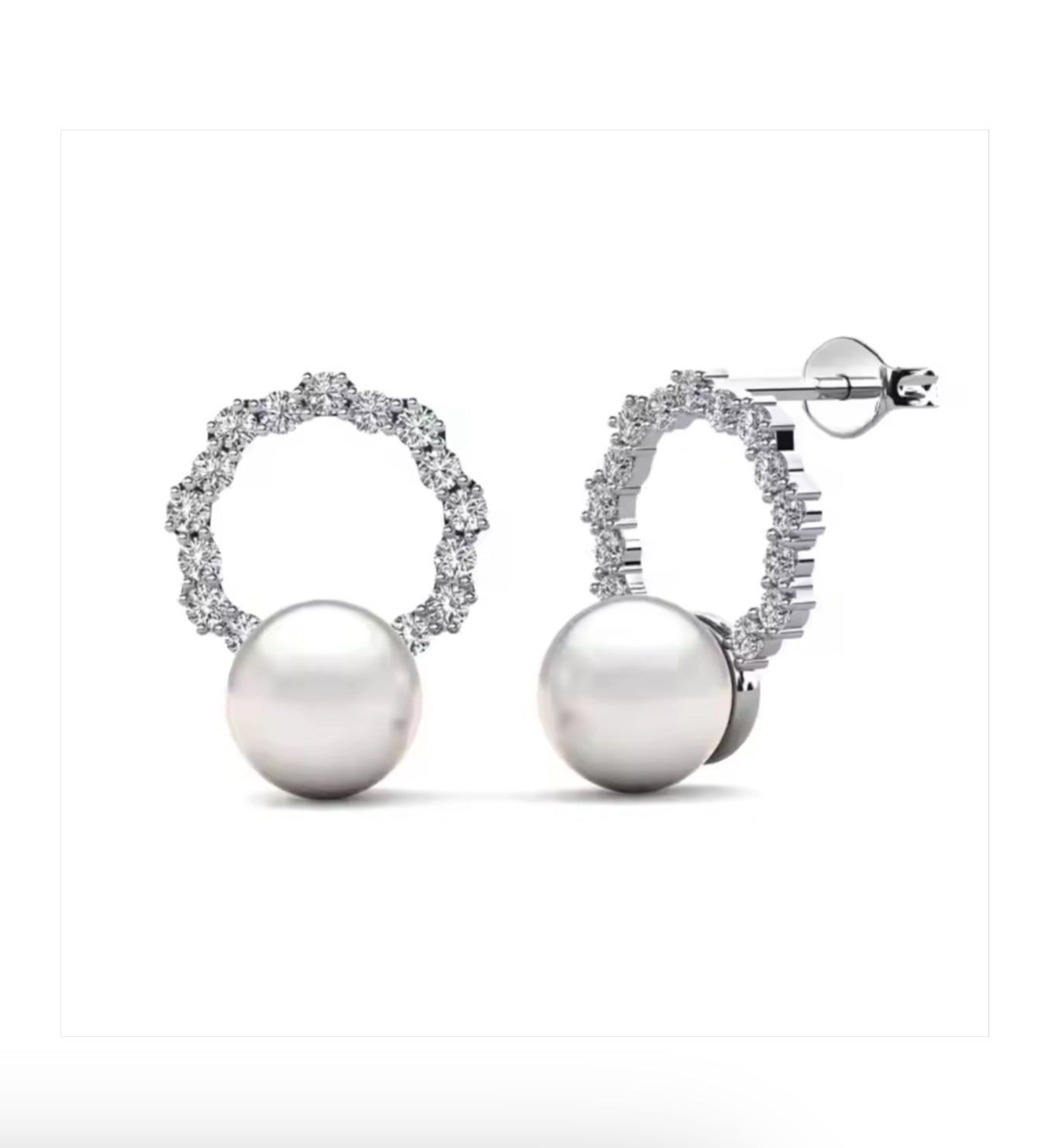 Circle motif pearl earrings